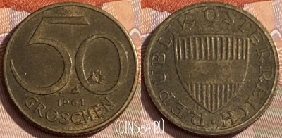 Австрия 50 грошей 1961 года, KM# 2885, 261q-111