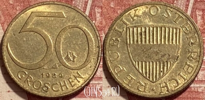 Австрия 50 грошей 1989 года, KM# 2885, 407q-029