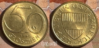Австрия 50 грошей 1991 года, KM# 2885, 072t-128 ♛