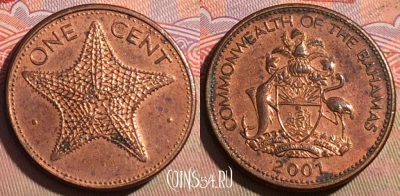Багамские Острова 1 цент 2001 года, KM# 59a, 222a-138