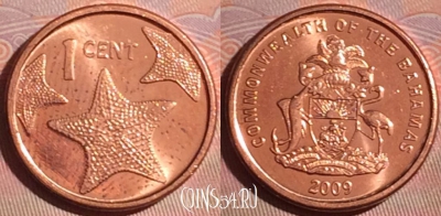 Багамские Острова 1 цент 2009 года, KM# 218.2, 050i-217