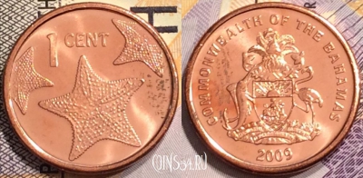 Багамы 1 цент 2009 года, KM# 218.2, 140-118