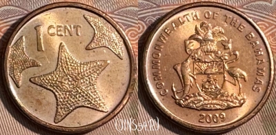 Багамские острова 1 цент 2009 года, KM# 218.2, 142s-120