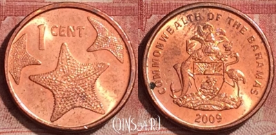 Багамские Острова 1 цент 2009 года, KM# 218.2, 176l-086