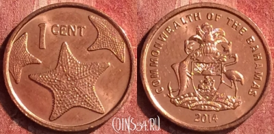 Багамские острова 1 цент 2014 года, KM# 218.3, 400-129