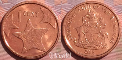 Багамские Острова 1 цент 2015 года, KM# 218.2, 055i-178