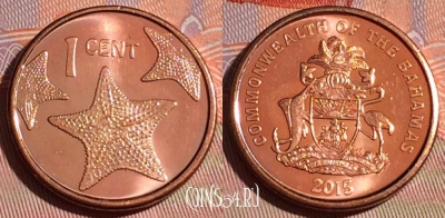 Багамские Острова 1 цент 2015 года, KM# 218.2, 156c-108