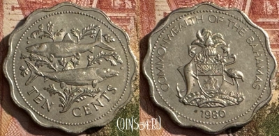 Багамские Острова 10 центов 1980 г., KM# 61, s155t-130