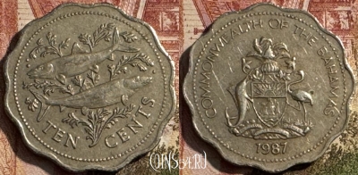 Багамские Острова 10 центов 1987 г., KM# 61, 188s-094