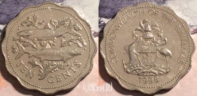Багамы 10 центов 1998 года, KM# 61, 174-050