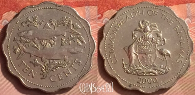 Багамские Острова 10 центов 2000 года, KM# 61, 164m-081
