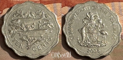 Багамские Острова 10 центов 2005 г., KM# 61, s047s-023