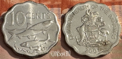 Багамские Острова 10 центов 2007 года, KM# 219, s100t-052