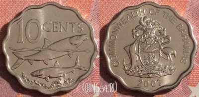 Багамские Острова 10 центов 2007 года, KM# 219, 344-026