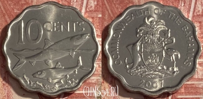 Багамские Острова 10 центов 2007 года, KM# 219, 474r-112