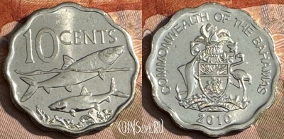 Багамские Острова 10 центов 2010 года, KM# 219, s222t-109