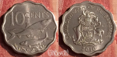 Багамские Острова 10 центов 2010 года, KM# 219, 399-108