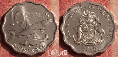 Багамские Острова 10 центов 2010 года, KM# 219, 401-069