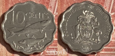 Багамские Острова 10 центов 2016 года, KM# 219, 338r-007