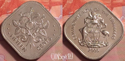 Багамские Острова 15 центов 2005 года, UNC, 060k-072
