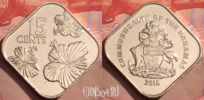 Багамские Острова 15 центов 2018 года, UNC, 085l-014