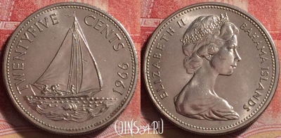 Багамские Острова 25 центов 1966 года, KM# 6, 223j-130