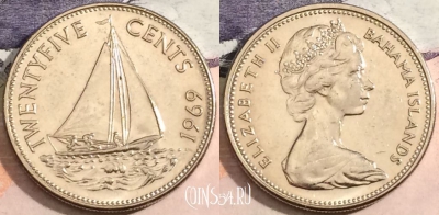 Багамы 25 центов 1969 года, KM# 6, 170-042