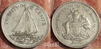 Багамские Острова 25 центов 2005 года, KM# 63.2, s250t-106