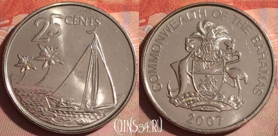 Багамские Острова 25 центов 2007 года, KM# 220, 043i-076