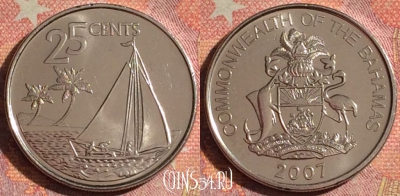 Багамские Острова 25 центов 2007 года, KM# 220, 117i-135