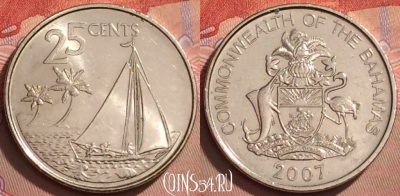 Багамские Острова 25 центов 2007 года, KM# 220, 128l-113