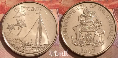 Багамские Острова 25 центов 2007 года, KM# 220, 172a-071