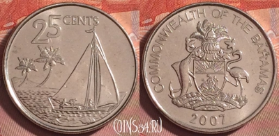 Багамские Острова 25 центов 2007 года, KM# 220, 193k-043