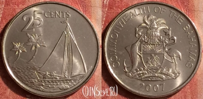 Багамские Острова 25 центов 2007 года, KM# 220, 400-083