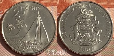 Багамские Острова 25 центов 2007 г., KM# 220, 489р-125 ♛