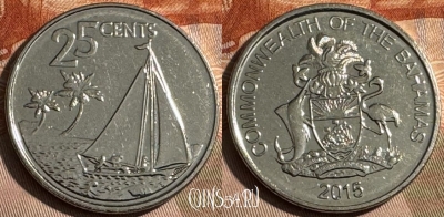Багамские Острова 25 центов 2015 г., KM# 220, s486s-074