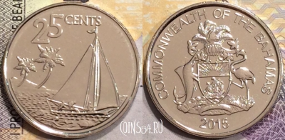 Багамы 25 центов 2015 года, UNC, 155-023