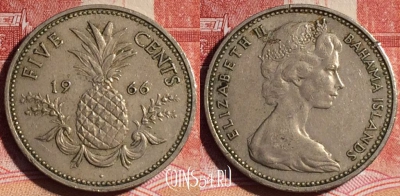 Багамские Острова 5 центов 1966 года, KM# 3, 133c-113