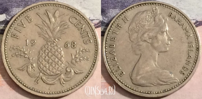 Багамы 5 центов 1968 года, КМ# 3, 170-043