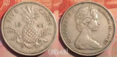 Багамские Острова 5 центов 1968 года, KM# 3, 283a-111