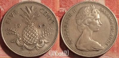 Багамы 5 центов 1969 года, KM# 3, 258-110