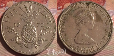 Багамы 5 центов 1973 года, редкая, KM# 38, 142b-015