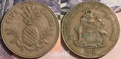 Багамы 5 центов 1975 года, КМ# 60, a095-076