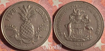 Багамские Острова 5 центов 1981 года, KM# 60, 372-058