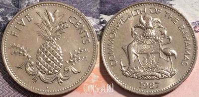 Багамы 5 центов 1987 года, КМ# 60, 164-124