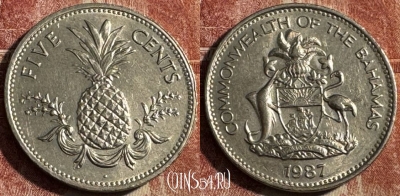 Багамские Острова 5 центов 1987 года, KM# 60, s451s-036