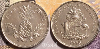 Багамские Острова 5 центов 1998 года, КМ# 60, 139-087