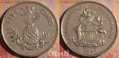 Багамские Острова 5 центов 1998 года, KM# 60, 174a-045