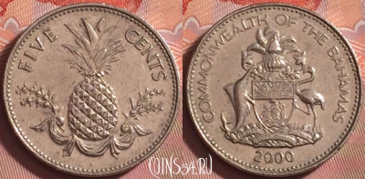 Багамские Острова 5 центов 2000 года, KM# 60, 193k-104