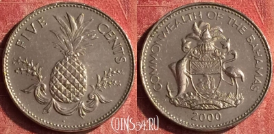 Багамские Острова 5 центов 2000 года, KM# 60, 399-049